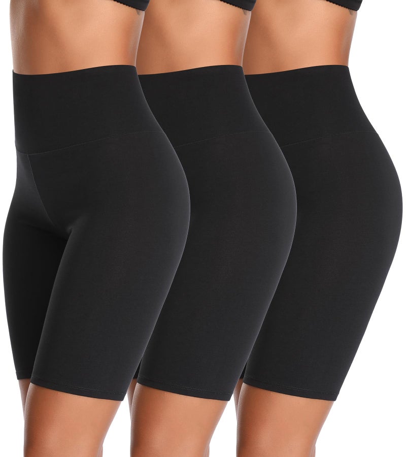 K-CHEONY Cotton Shorts for Women Stretch Spandex Anti Chafing Boyshorts Safety Panty Biker Shorts for Under Dresses Black - Image 1